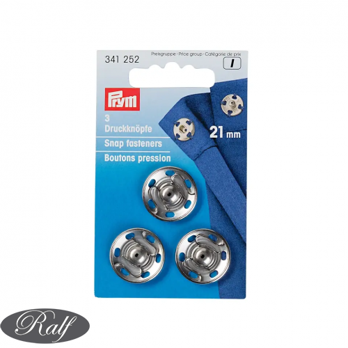 Capse de cusut, 21 mm, argintii - Prym 341252